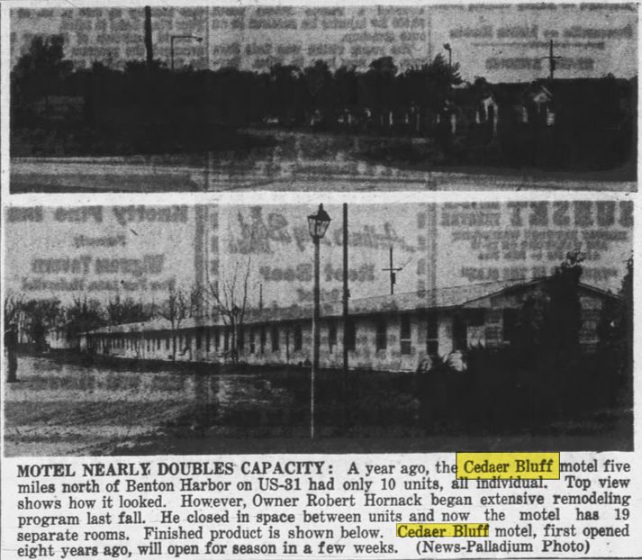 Cedaer Bluff Motel - May 1956 Article On Expansion